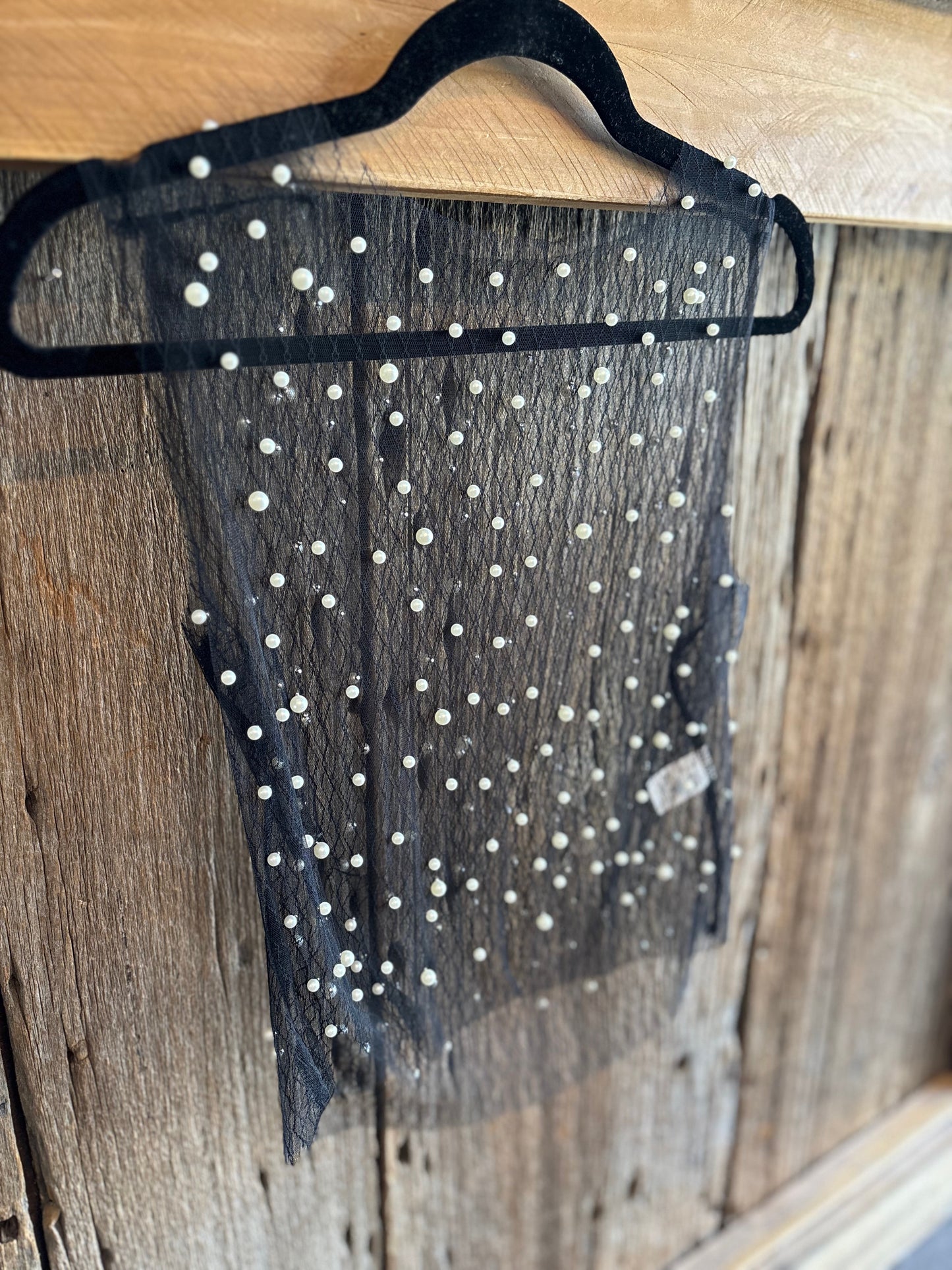 Black sheer pearl tank