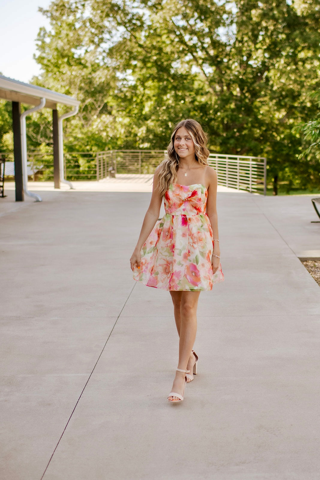 Strapless Floral Mini Dress