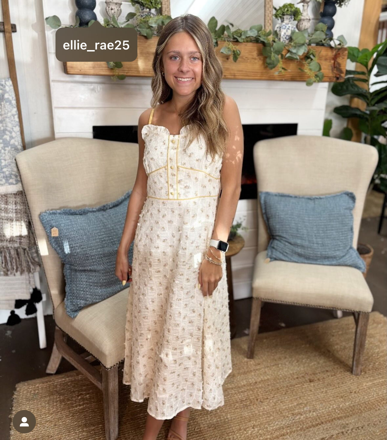 Ivory Floral Midi Dress