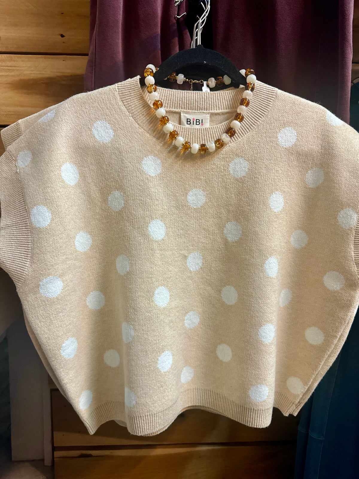 Cream and White Polka Dot Sweater