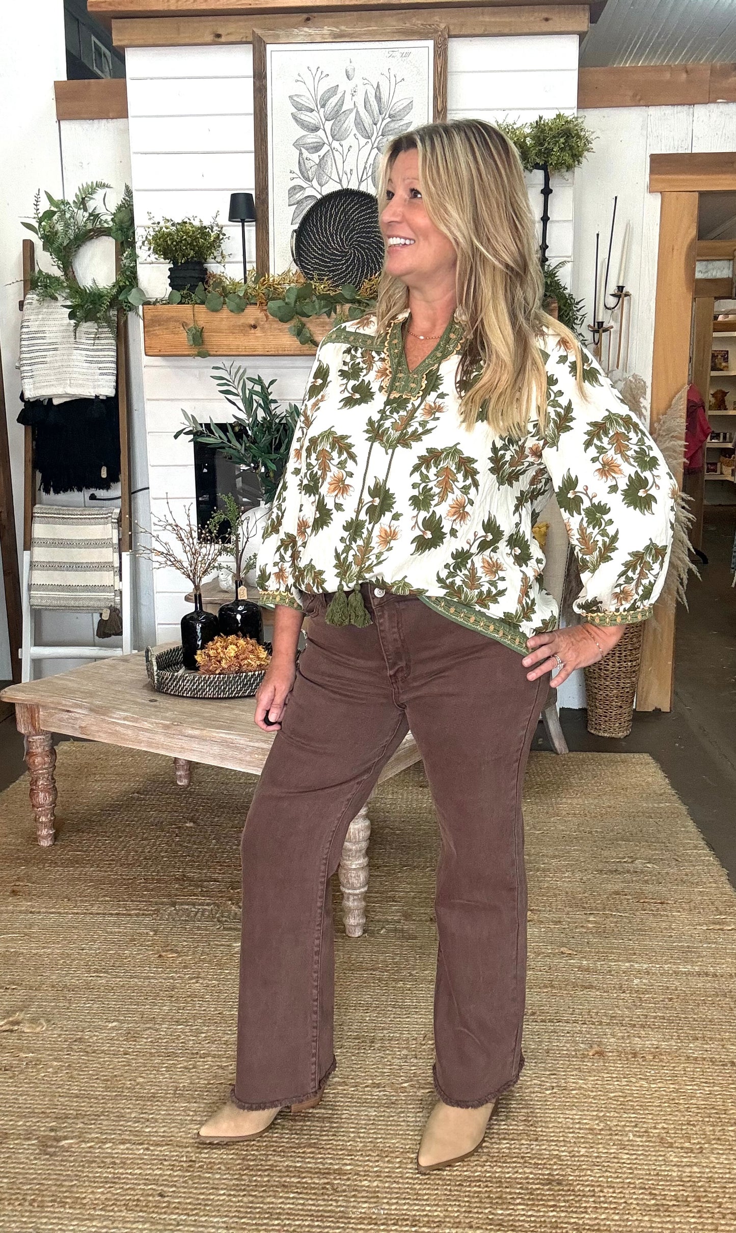 Fall Floral 3/4 Sleeve Top