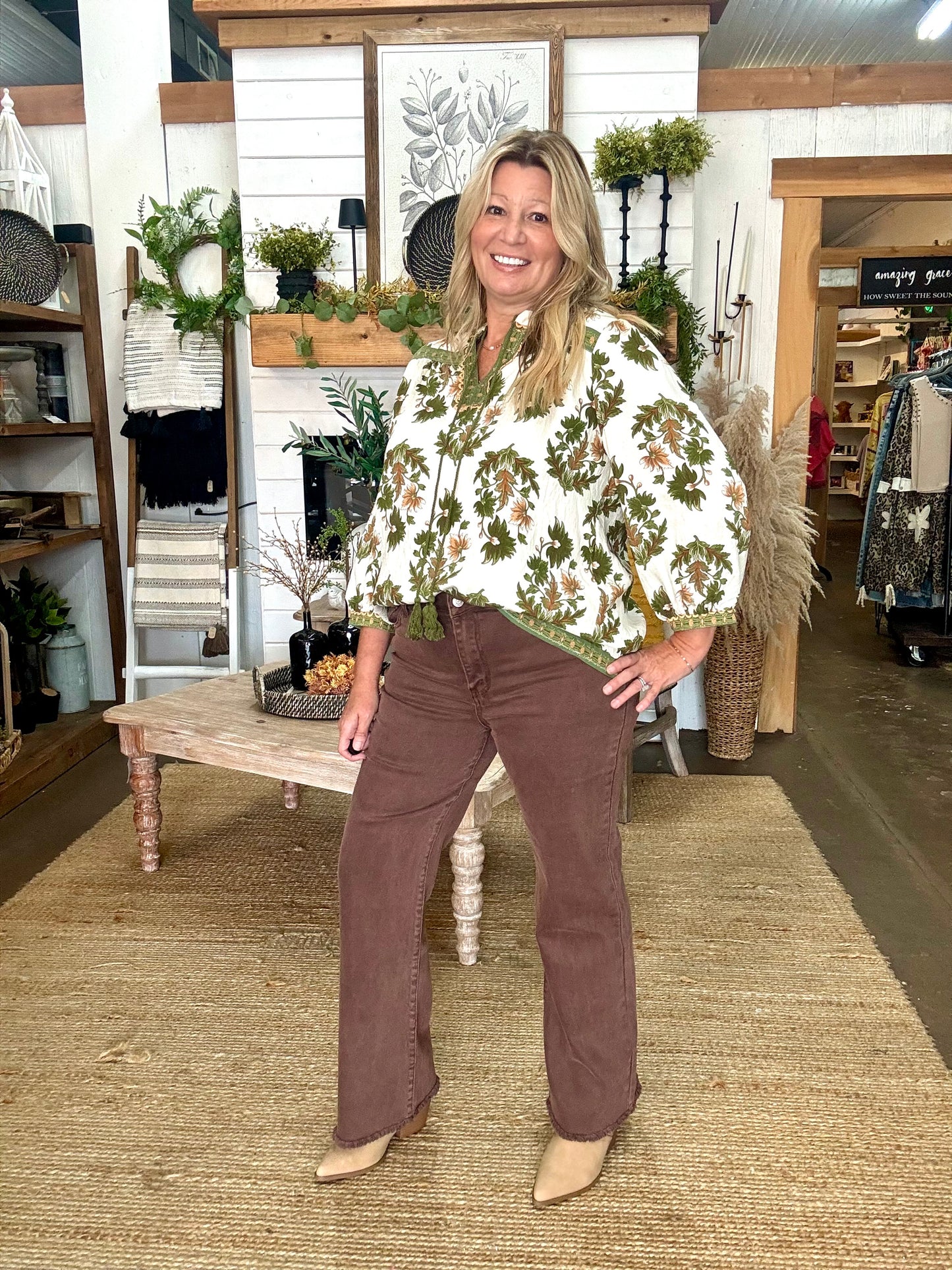 Fall Floral 3/4 Sleeve Top