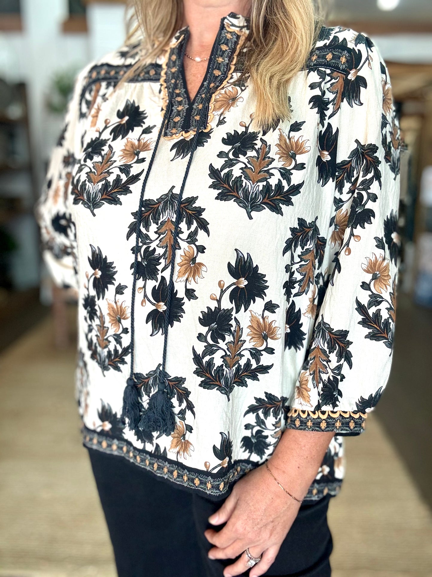 Fall Floral 3/4 Sleeve Top