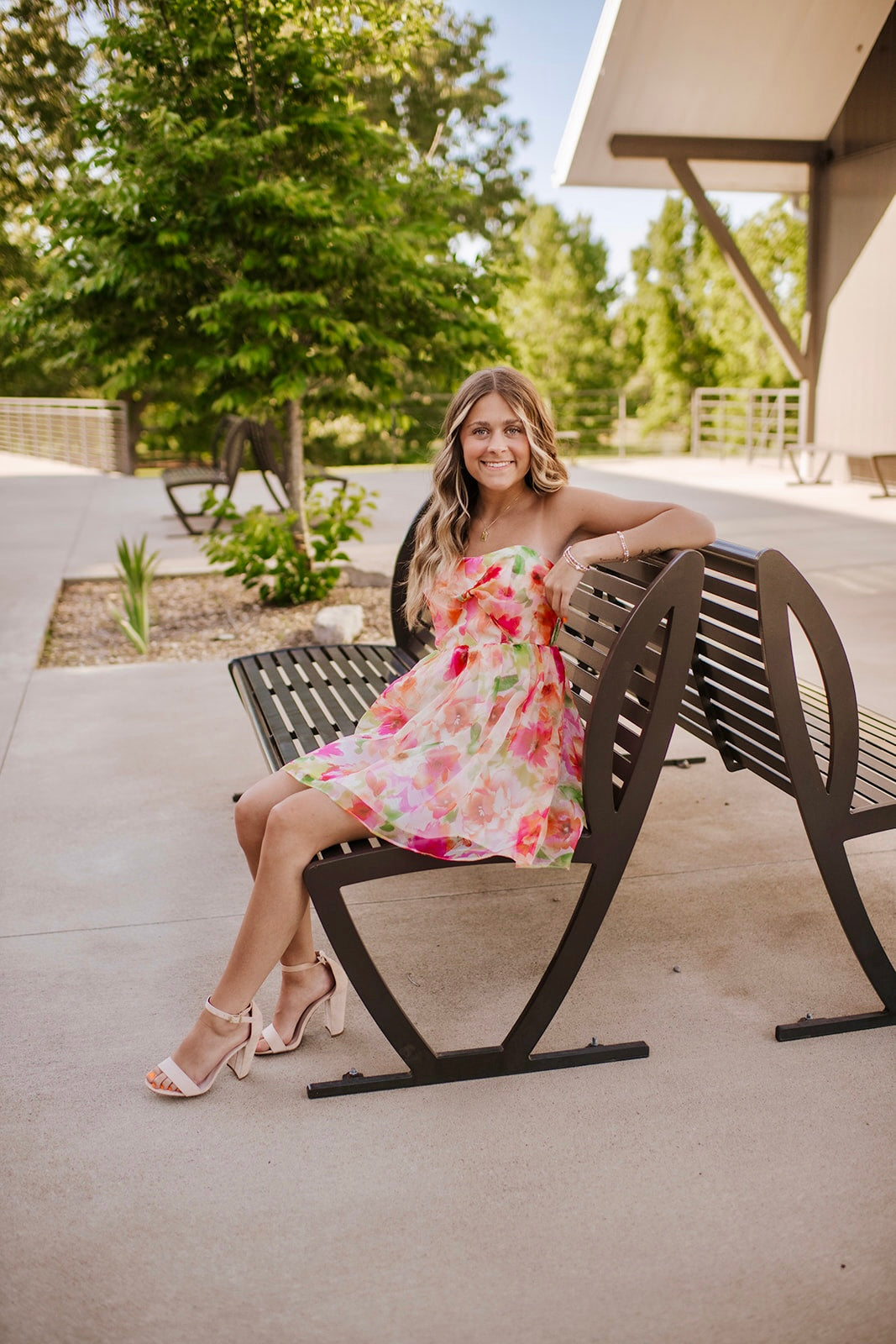 Strapless Floral Mini Dress