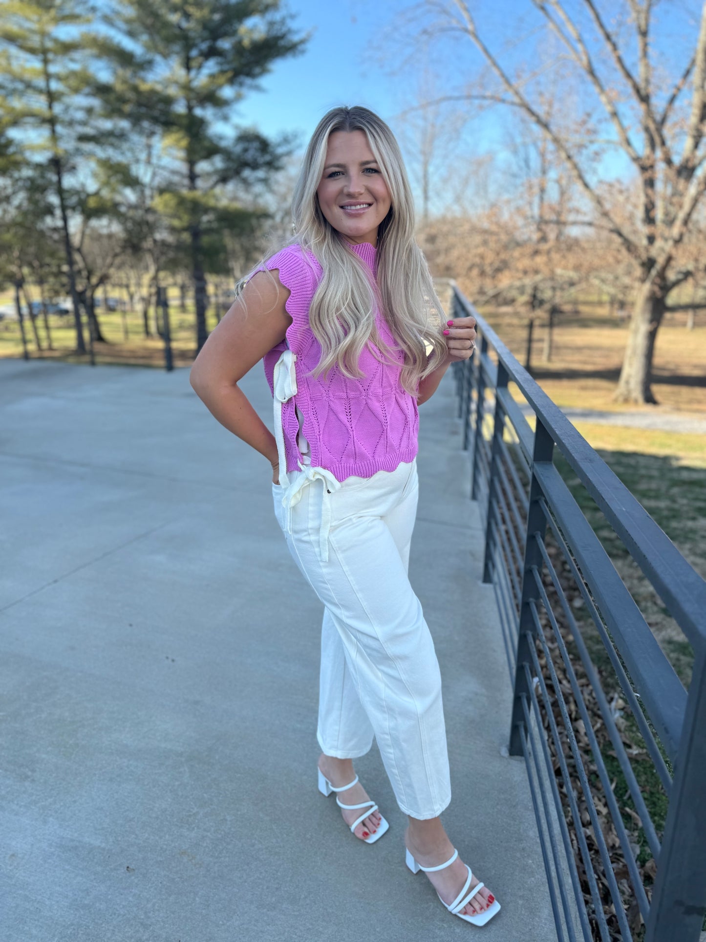 Side bow tie sweater