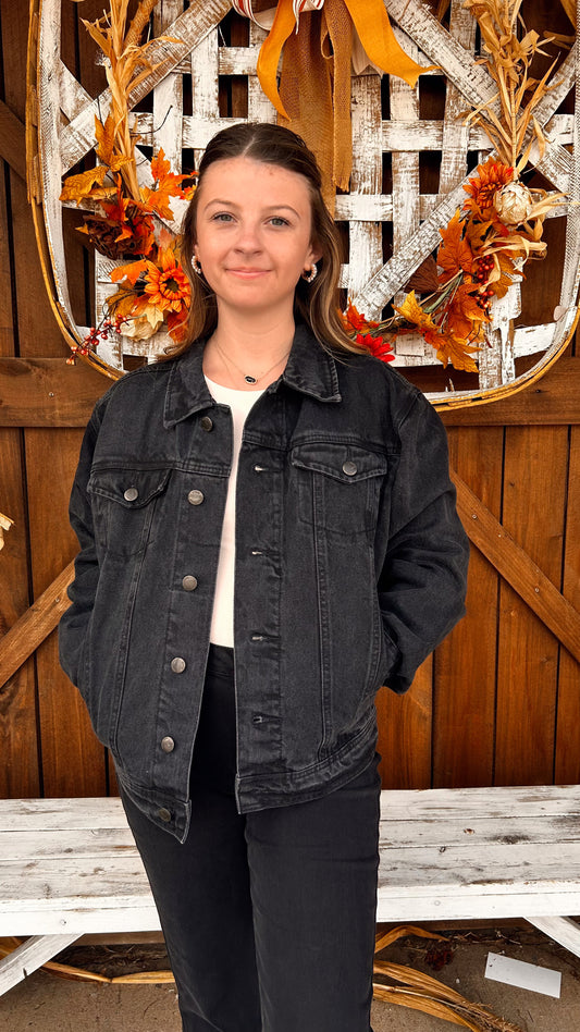 Black Washed Denim Jacket