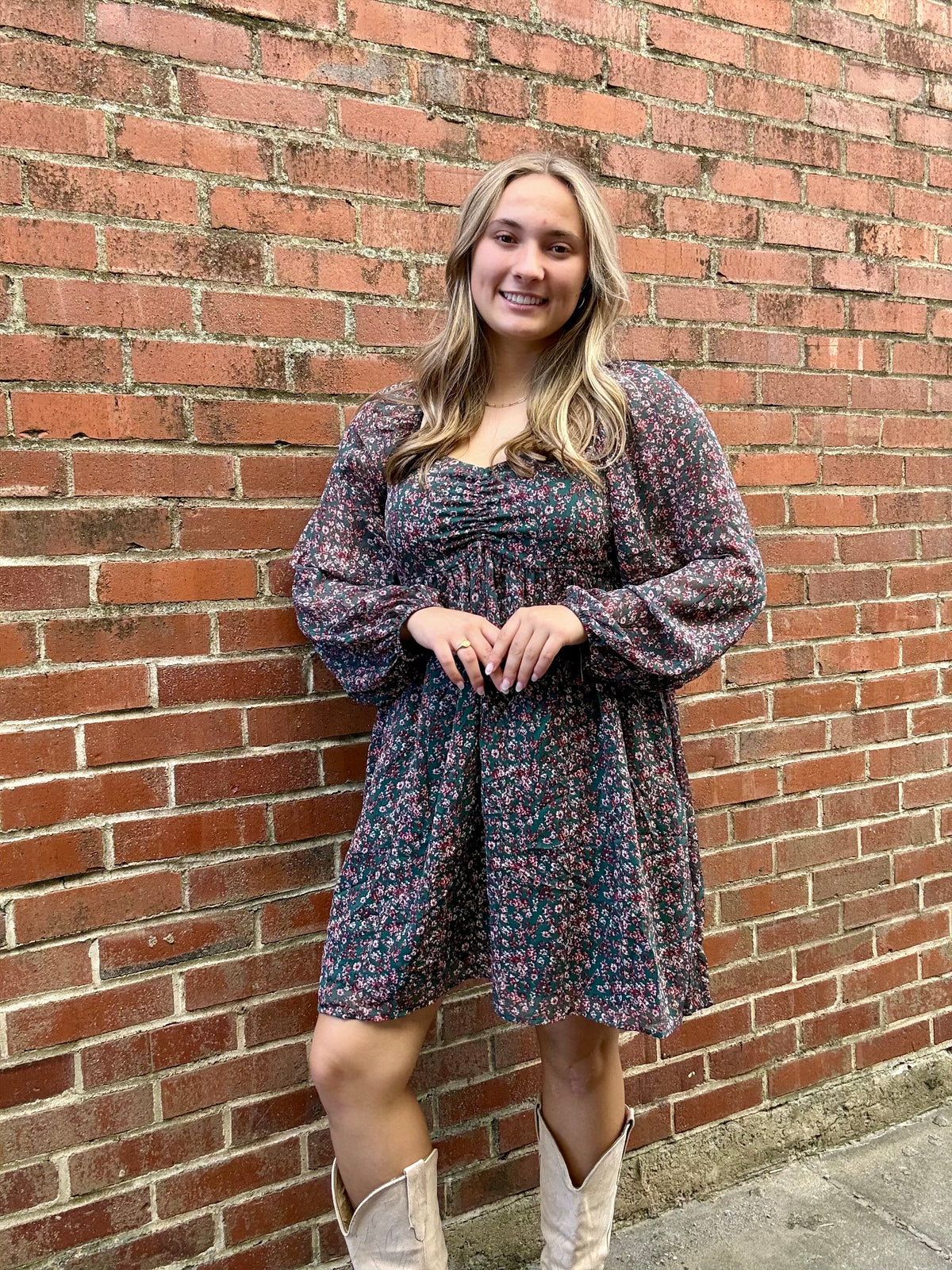 Green Floral Mini Dress