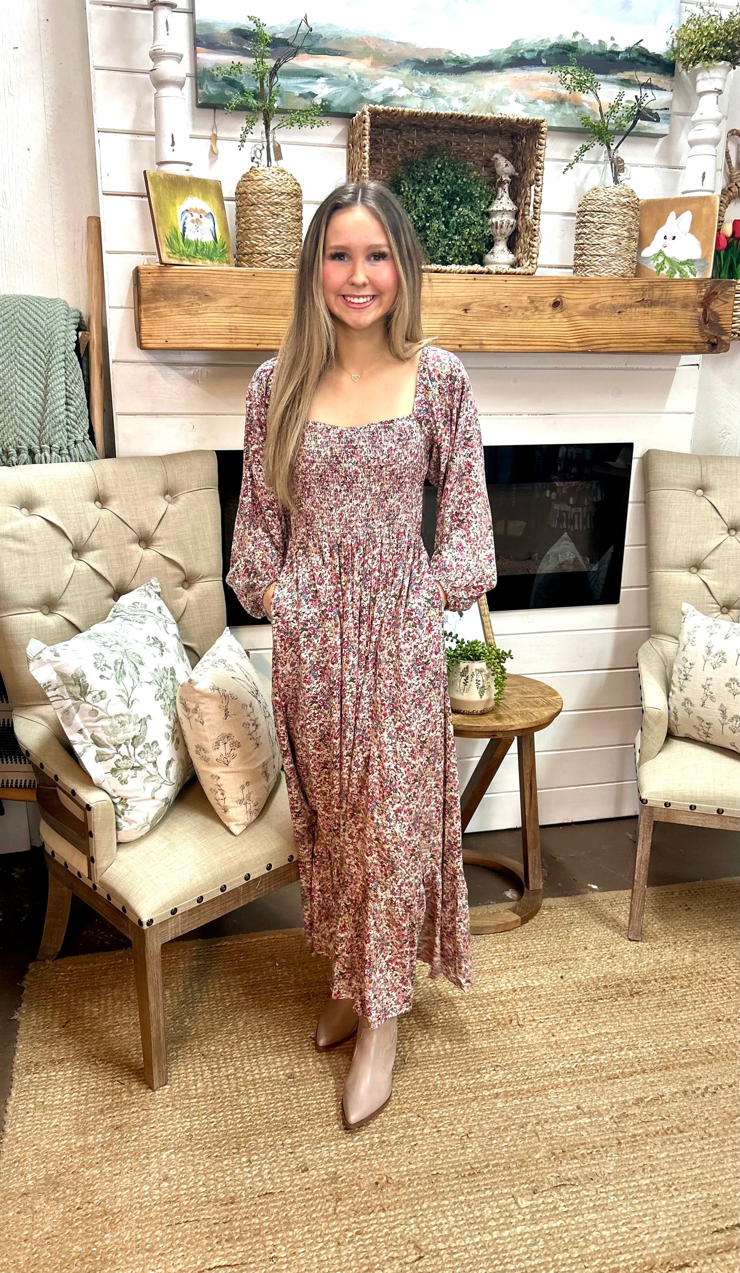 Sweetheart Pink Floral Maxi Dress