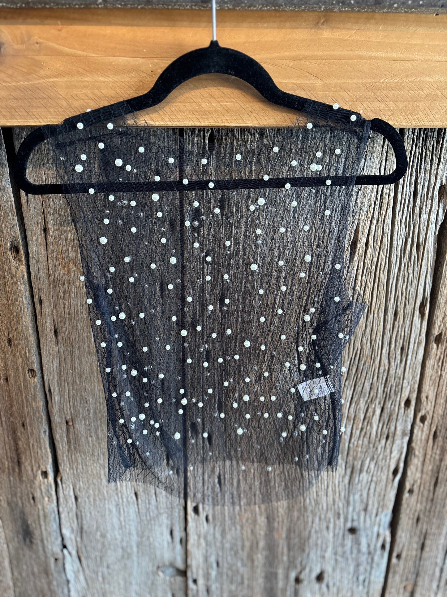 Black sheer pearl tank