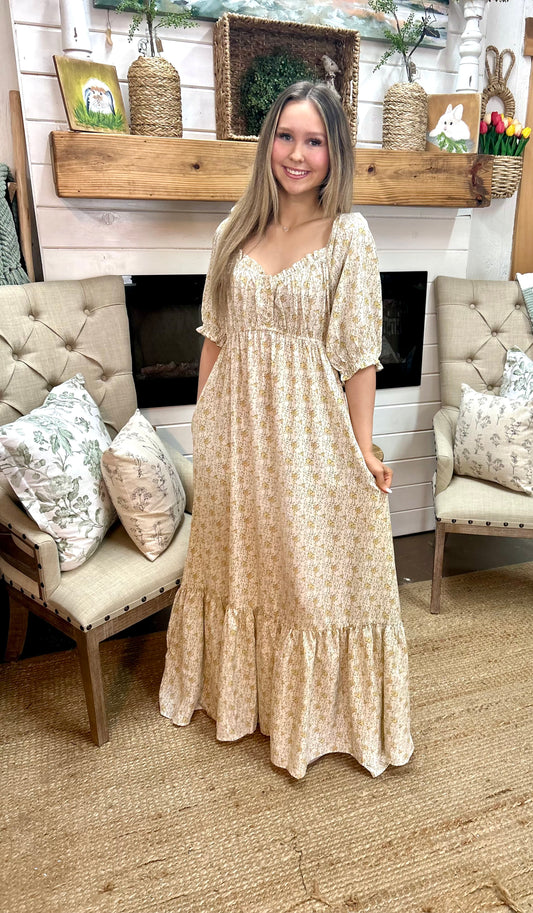 Floral Empire waste Maxi Dress with Pockets