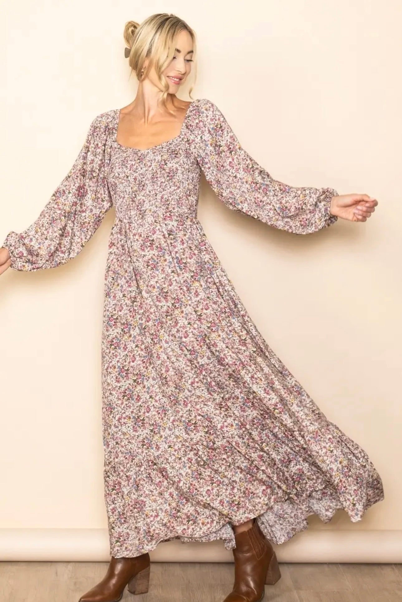 Sweetheart Pink Floral Maxi Dress