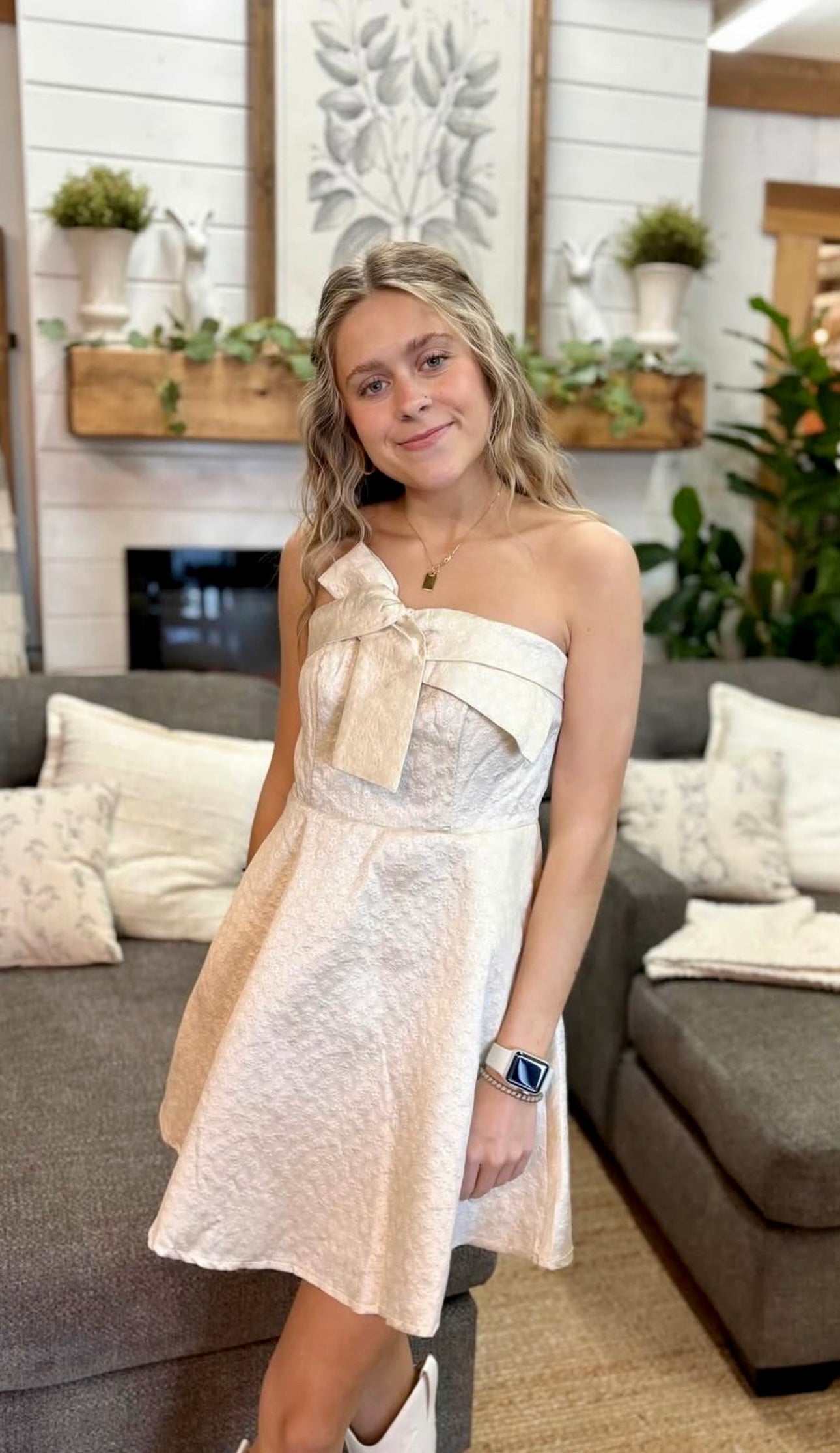 Ivory Strapless Mini Dress