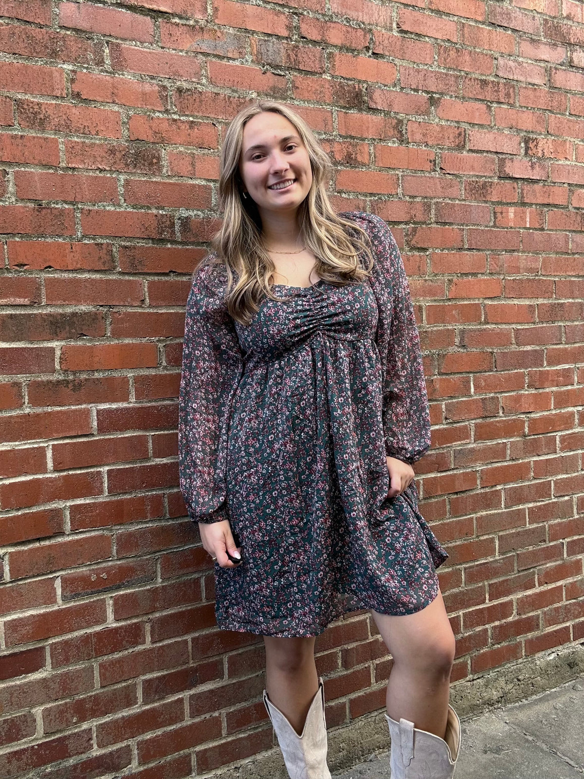 Green Floral Mini Dress