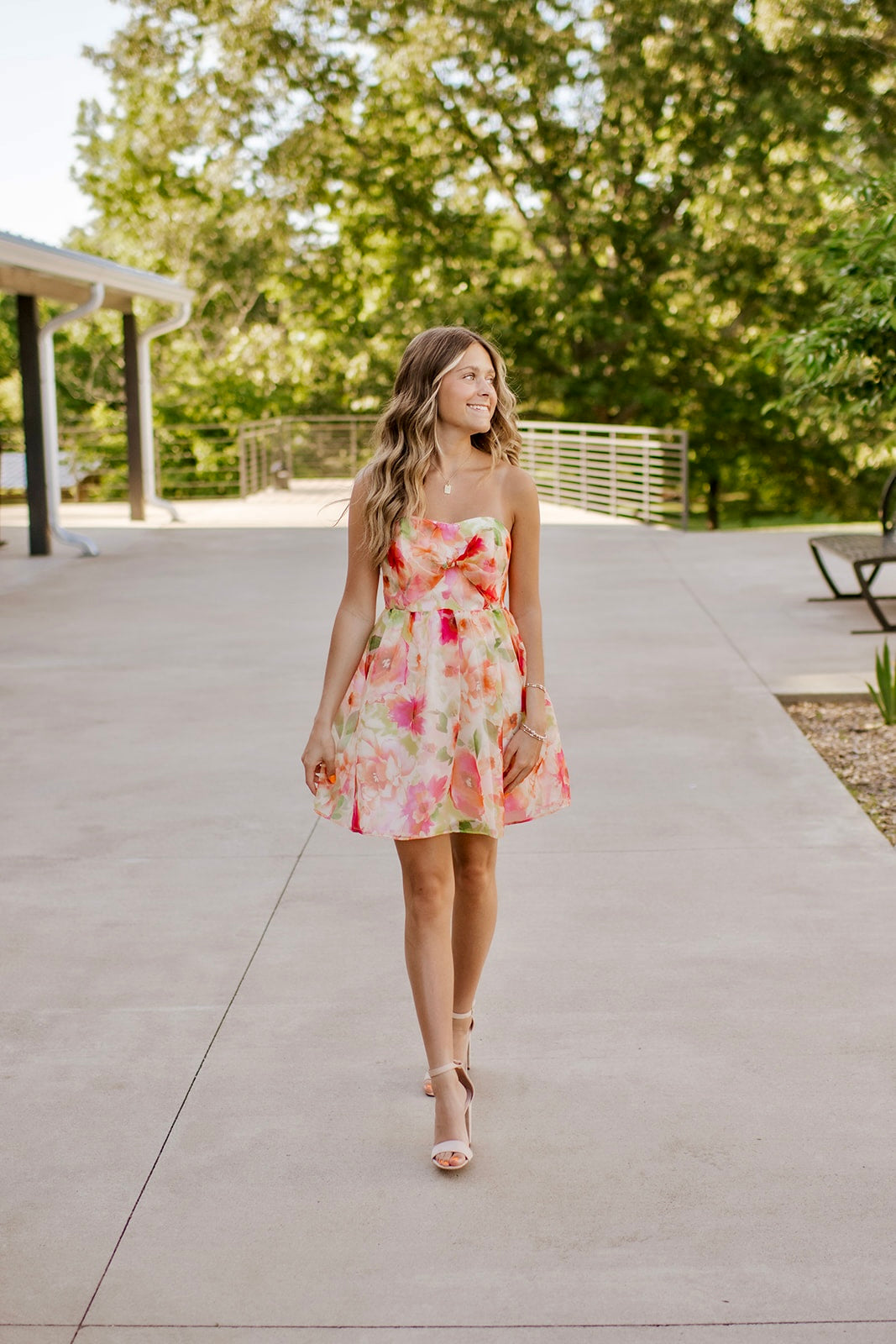 Strapless Floral Mini Dress