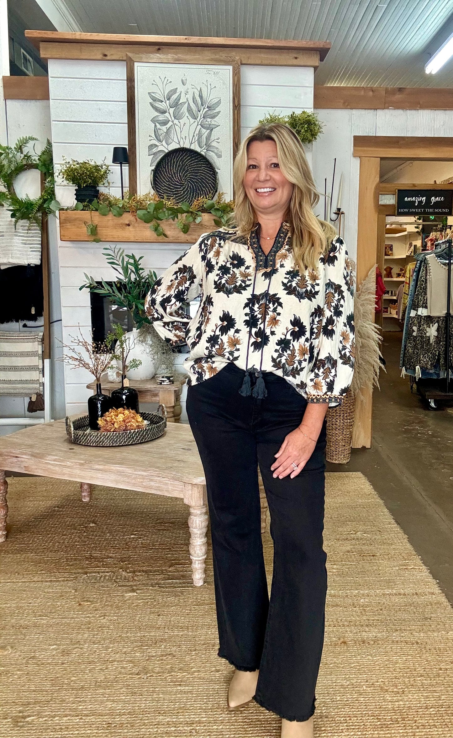 Fall Floral 3/4 Sleeve Top