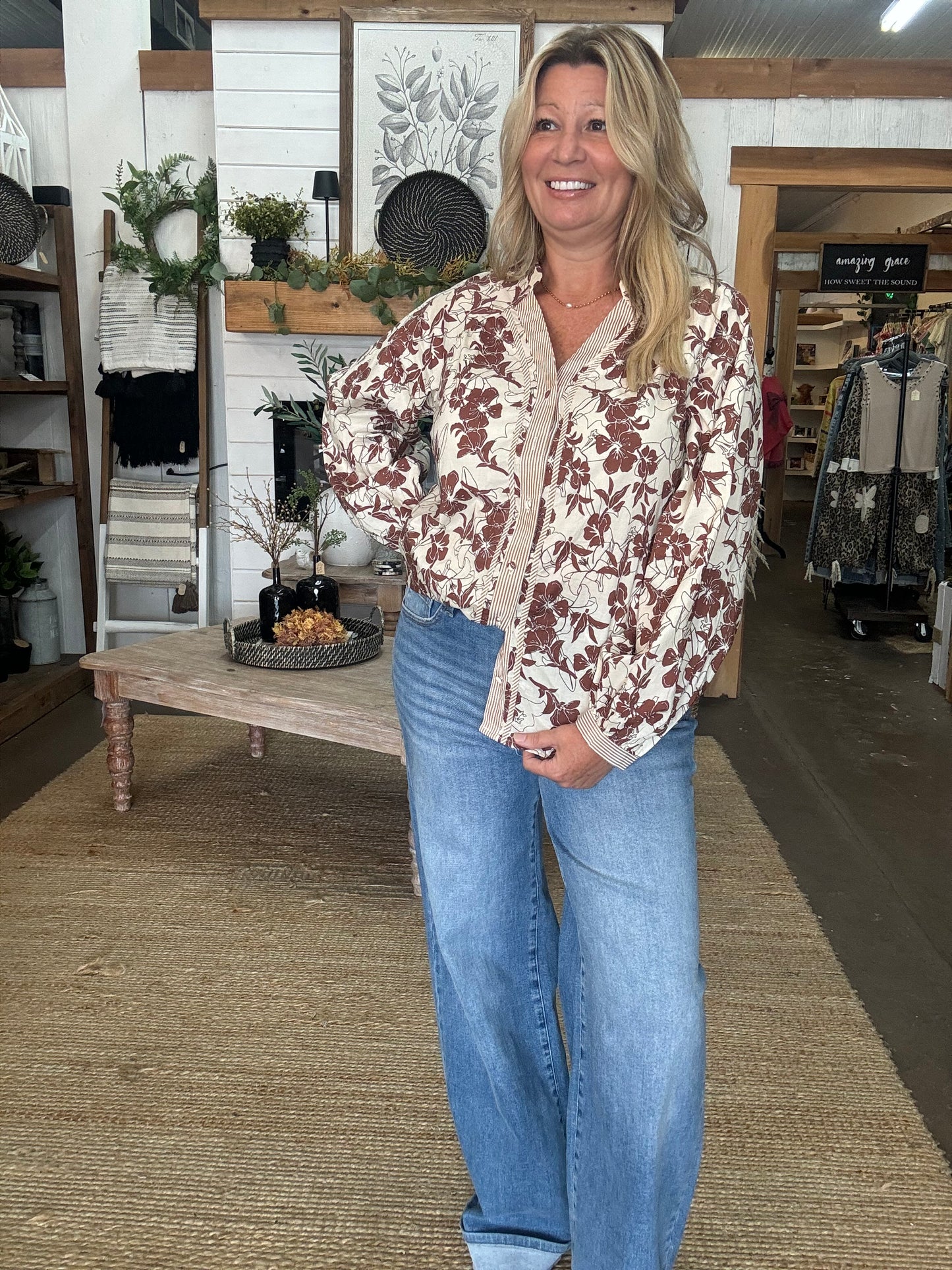 Walnut Floral Top