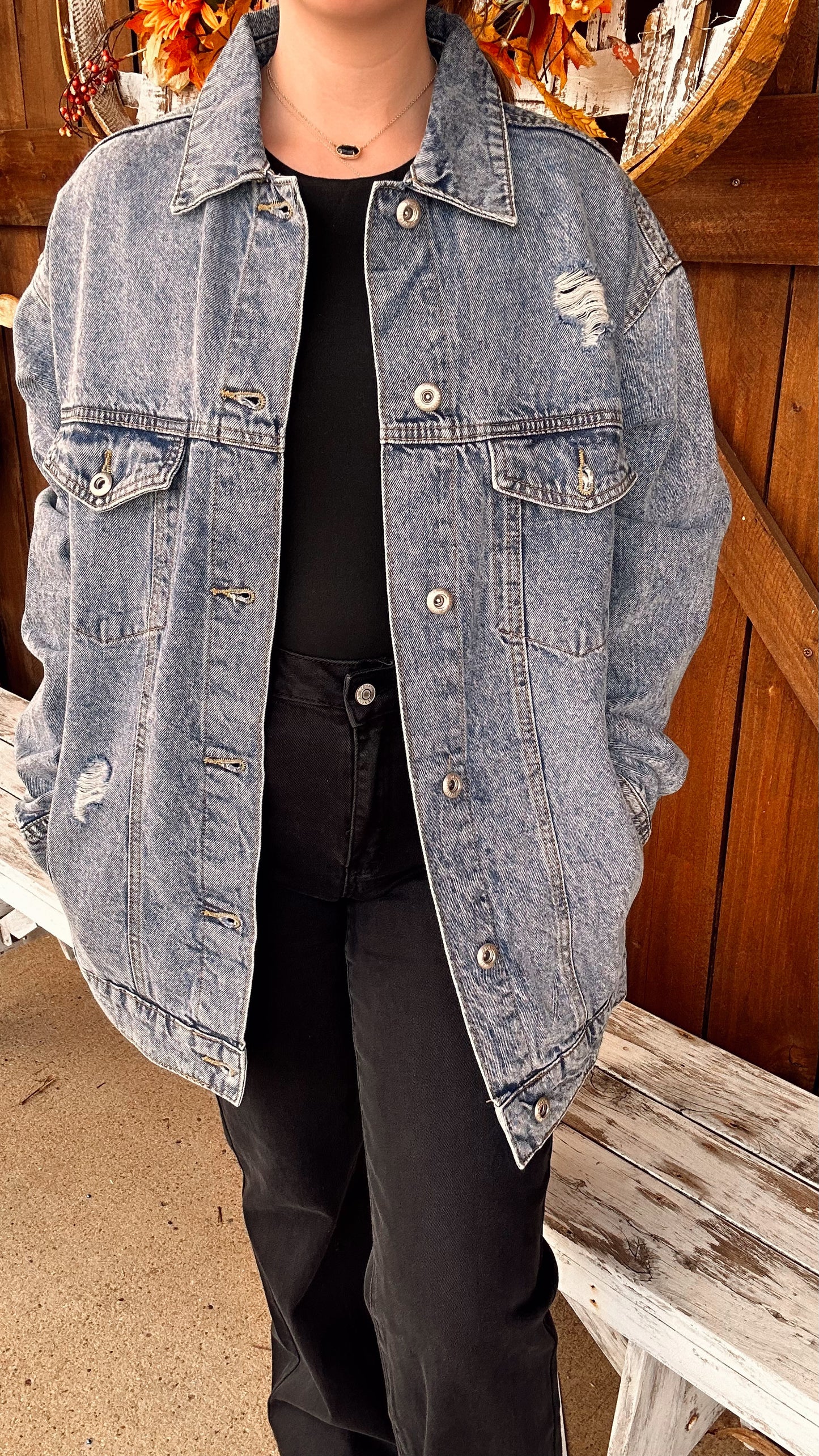 Oversized Washed Denim Jacket