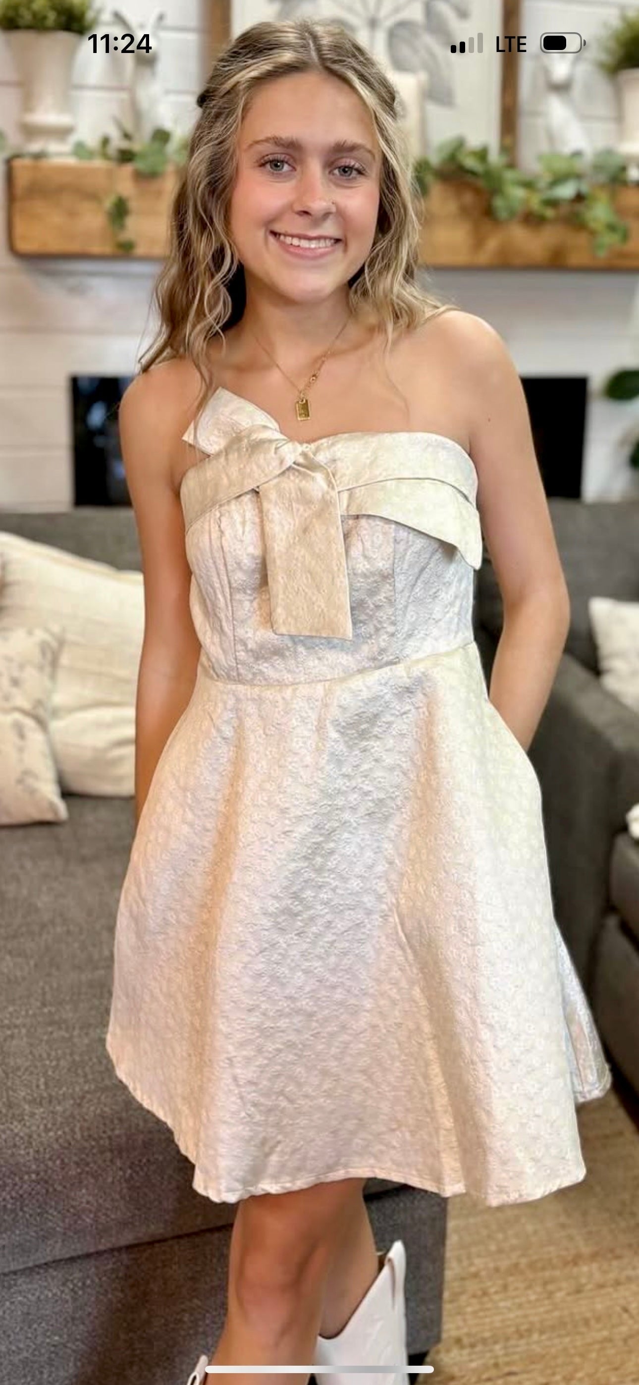 Ivory Strapless Mini Dress