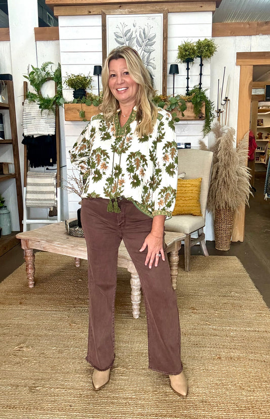 Fall Floral 3/4 Sleeve Top