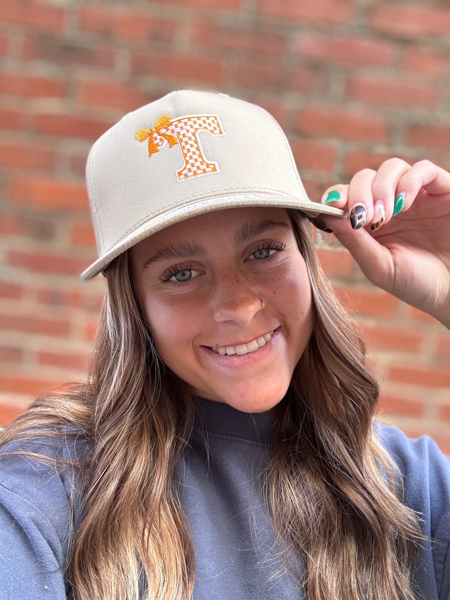 Tan Checker Power T Cap