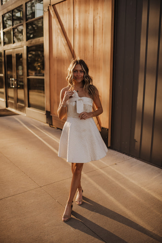 Ivory Strapless Mini Dress