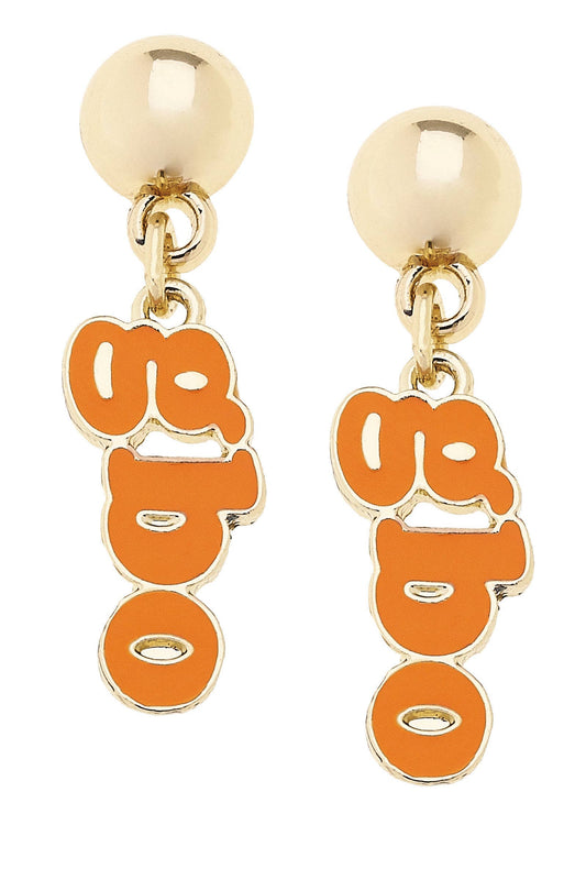 Tennessee Vols GBO Slogan Earrings in Orange/Shiny Gold